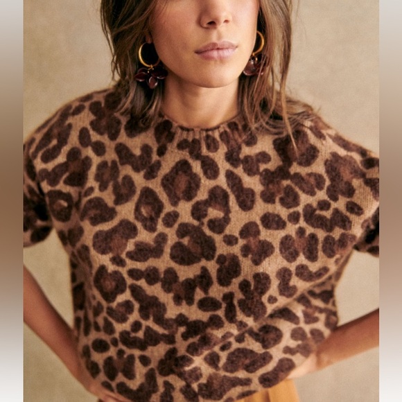 Sezane Brown Leopard Print Sweater - Picture 2 of 7